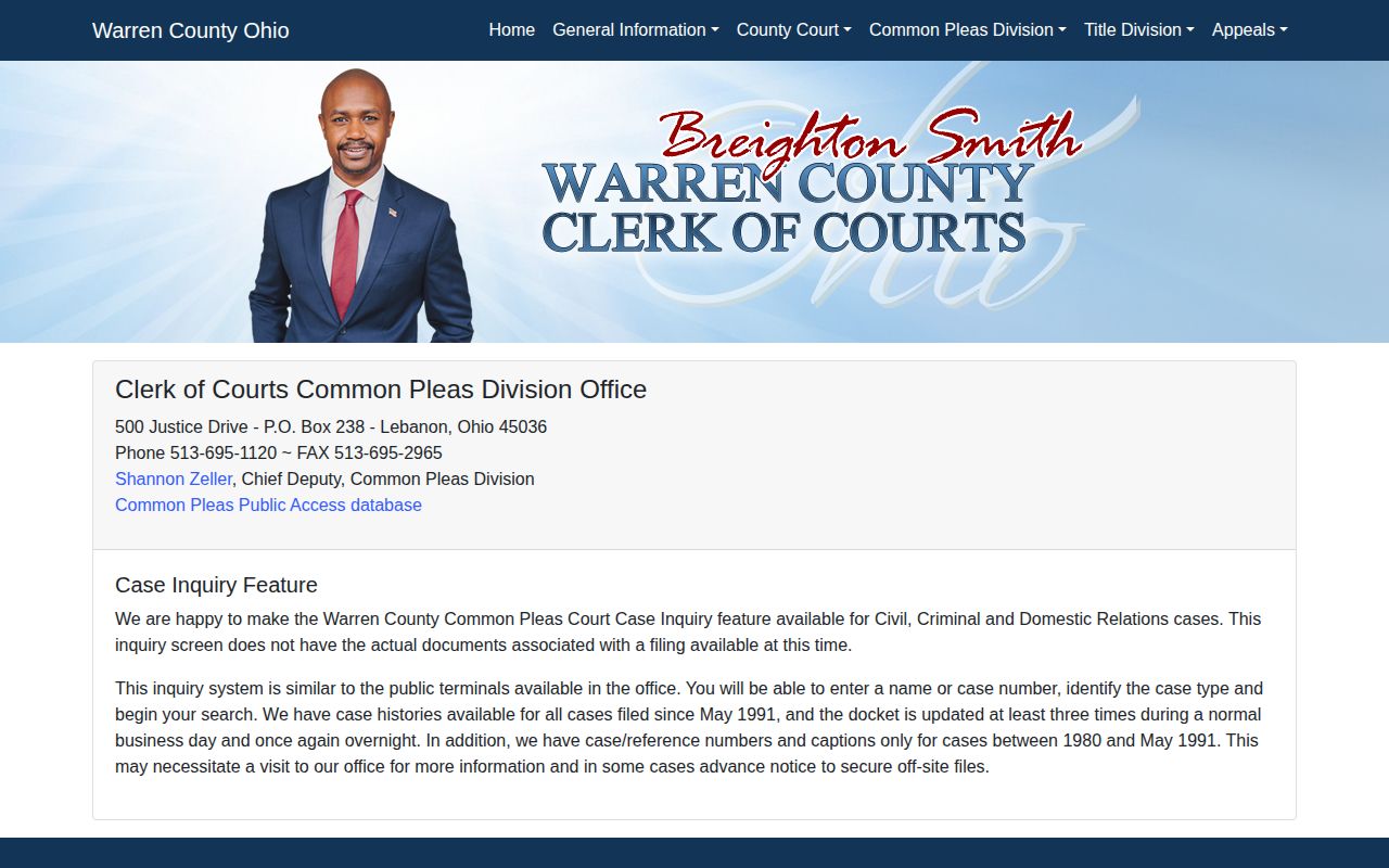 Warren County criminal disposition and booking court record inquiry